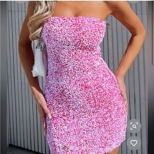 Premium Velvet Sequin Bandeau Mini Dress